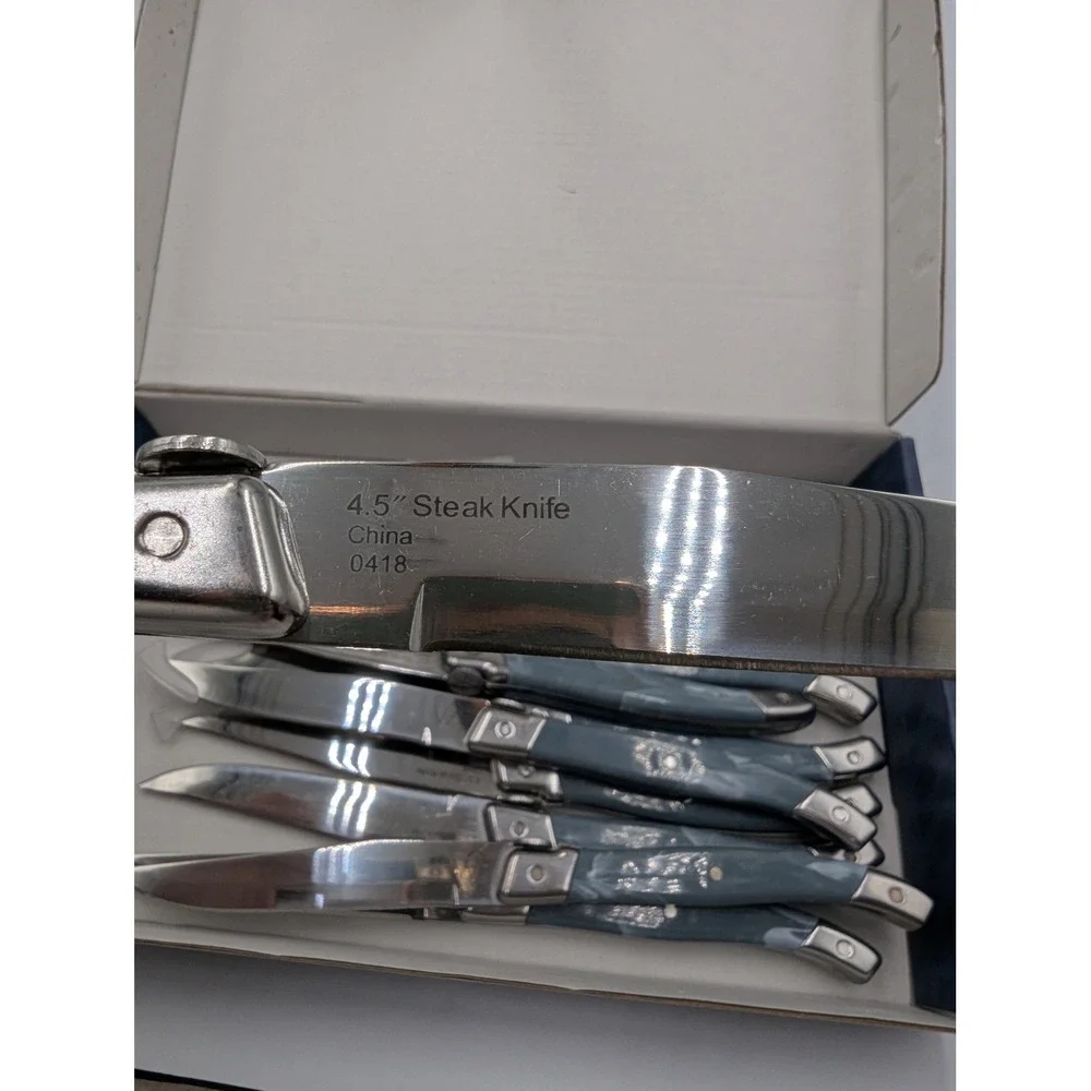 Wolfgang Dusty Blue Marbled Plastic Handle 12 pc